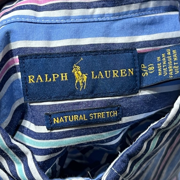 Polo Ralph Lauren Natural Stretch Striped Short Sleeve Boys Kids Shirt - Picture 4 of 5
